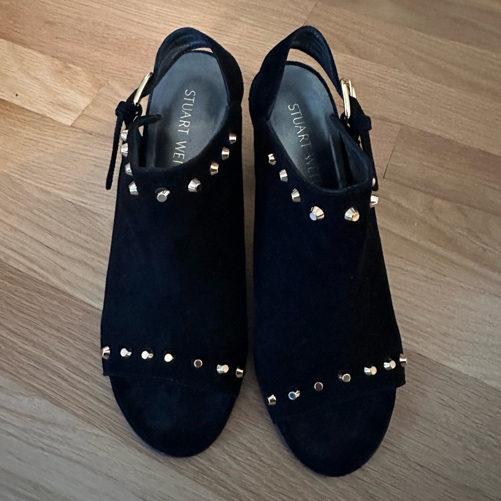 Stuart Weitzman Black Suede Slingbacks